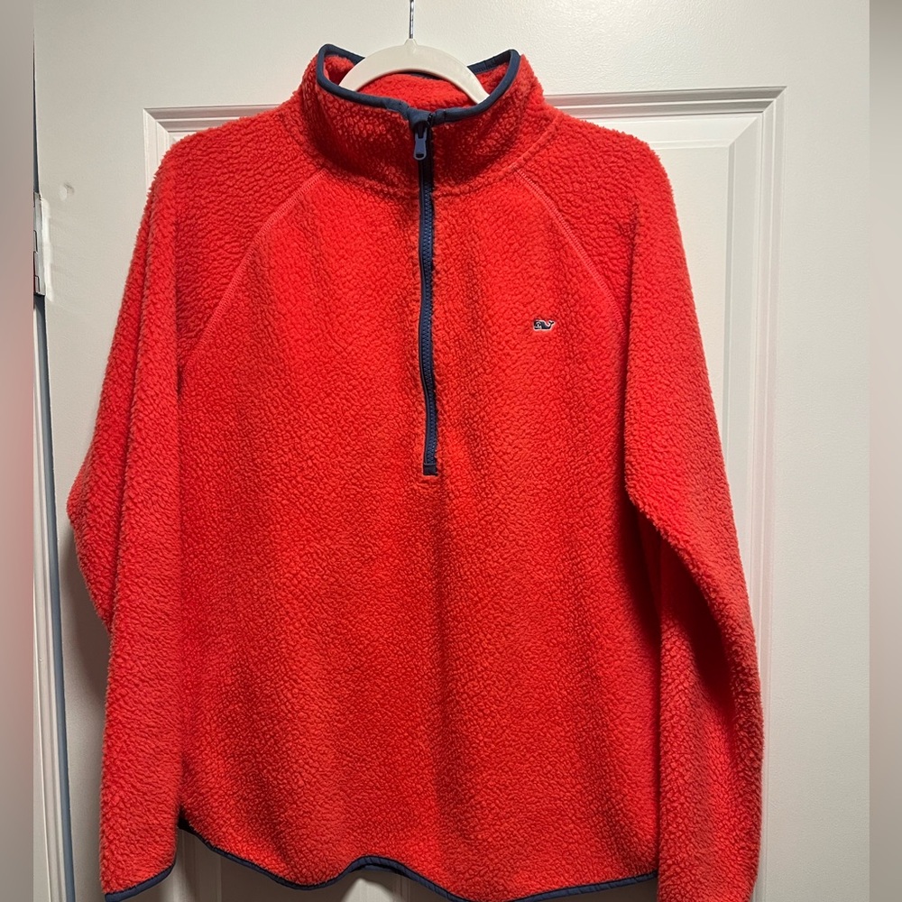 Vineyard Vines Women's Vibrant orange Half-Zip FLEECE Pullover